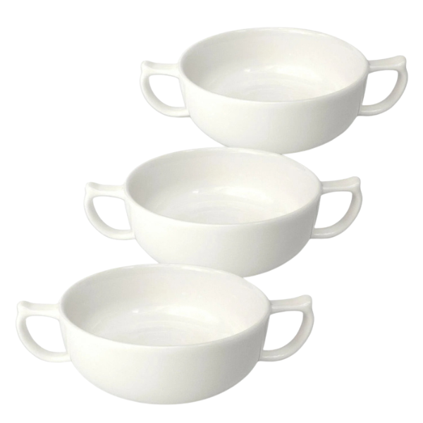 Two-Handled Ceramic Soup Bowl For Seniors White