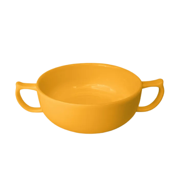 Two-Handled Ceramic Soup Bowl For Seniors Yellow Sample