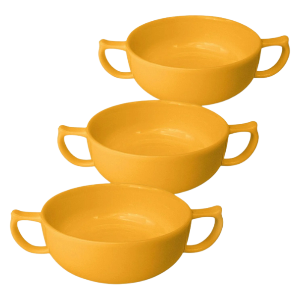 Two-Handled Ceramic Soup Bowl For Seniors Yellow
