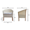 Image of Wicker Style Commode Chair with Wooden Frame dimensions diagram showing chair height width depth measurements