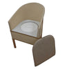 Image of Wicker Style Commode Chair with Wooden Frame removable lid and integrated toilet bowl insert