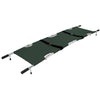 Image of AeroRescue STR-01 green alloy quad-fold emergency pole stretcher opened flat with black safety straps