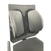 Image of Butterfly lumbar support cushion with grey wings on a mesh office chair