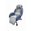Image of Drive Integra shell chair front angle with blue outer upholstery and grey seat