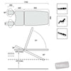 Image of evo gynae chair movement positions diagram showing backrest and seat tilt range