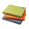 Image of Cobalt GelComfort gel seat cushions stacked in green, orange and grey covers