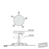 Image of round top stool height adjustment positions