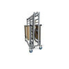 Image of K-Dee II king single electric bed folded upright on transport brackets for moving