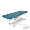 Image of LynX Cardiology Table (Dual Backrest Section Cut-Outs) - Electric Backrest in Austex Studio+ Caribbean vinyl (AI colour preview)