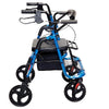 Image of Side view of the rollator with seat showing the under seat storage and height adjustable handles