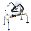 Image of Swivel bath bench with both padded armrests flipped up for side transfers