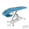 Image of SX Contour Manipulation Table - Two Section, PAR Headpiece & Lift-Up Backrest in Austex Studio+ Lagoon vinyl (AI colour preview)