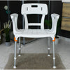 Image of White king shower seat with backrest in a modern bathroom