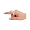 Image of white short pip extension splint worn on the finger side view
