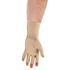 Image of wrist length oedema compression glove palm view with open fingertips