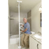 Image of Ceiling to Floor Grab Bar with Curved Handle Man Standing From Toilet