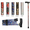 Image of Folding Patterned Walking Stick 84-94cm