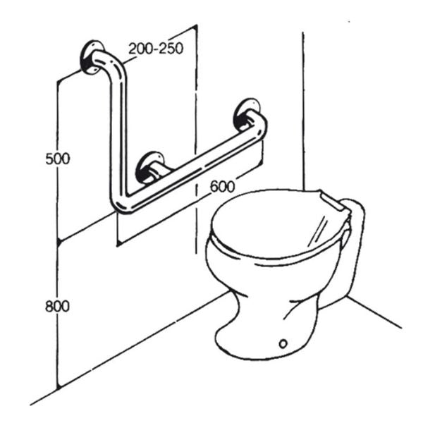 Stainless Steel Toilet Rails 32mm AC0390. Sturdy, Supportive, and Reliable.