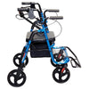 Image of Side view of the 2 in 1 rollator transit chair with footrest lowered