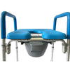 Image of 3-in-1 Width Adjustable Bariatric Commode Shower Chair close-up of seat opening and removable commode bucket