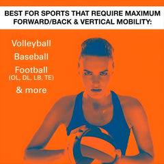 Active Ankle T2 Rigid Hinged Ankle Brace for Sports Support athlete holding volleyball sports mobility graphic
