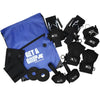 Image of Adaptive Gym Grip Aid Kit for Weightlifting and Exercise full kit with straps hooks pads and blue carry bag