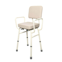 Adjustable Kitchen Stool with Padded Seat and Backrest