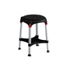 Image of Adjustable Rotating Shower Stool with Tray and Non Slip Feet black seat model with silver legs and rubber non slip feet