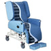 Alternative Pressure Relief Chair with 10cm Air Cells side view showing blue padded seat, backrest and leg support