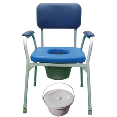 Aluminium Bedside Commode Chair with Backrest and Removable Bowl