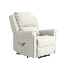 Augustus Dual Motor Electric Lift Recliner Chair cream fabric power lift recliner with padded armrests