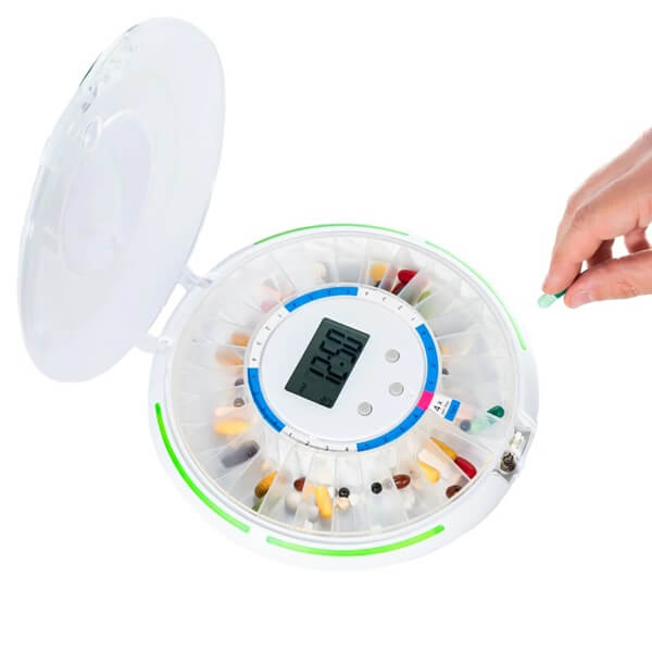 Automatic Pill Dispense Showing Time and pull taken out