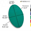 Image of Balance Training Stability Pad for Rehab and Core Strength green oval pad with dimensions and weight shown