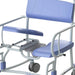 Bariatric Commode Chair with Castors and Footrests rear angled view showing wide bariatric frame and arm supports
