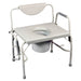 Bariatric Drop Arm Commode and Over Toilet Aid with white frame, drop arms, removable commode bucket