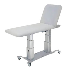 Bariatric Examination Table with Electric Back Rest 350kg Capacity with raised backrest and wheeled base