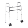 Image of Bariatric Folding Walker with Wheels 317kg Heavy Duty Support front view adjustable height aluminium frame with front wheels