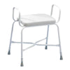 Image of Bariatric Perching Stool with Armrests and Padded Seat side view showing padded seat and supportive armrests