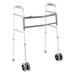 Bariatric Walker with Wheels, Foldable Aluminum Frame angled view highlighting sturdy aluminum tubing and brakes