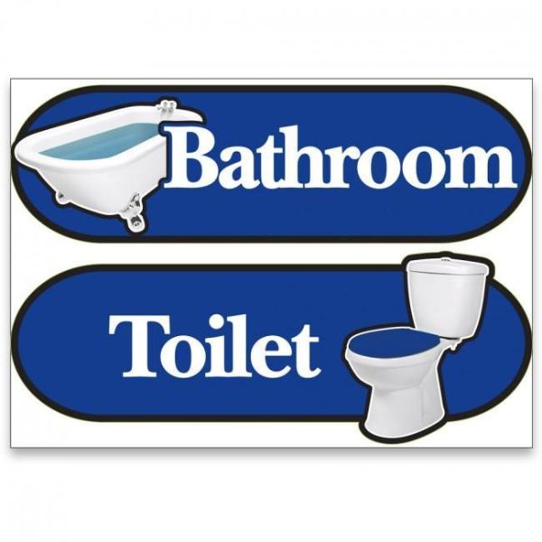Bathroom and Toilet Orientation Stickers Blue