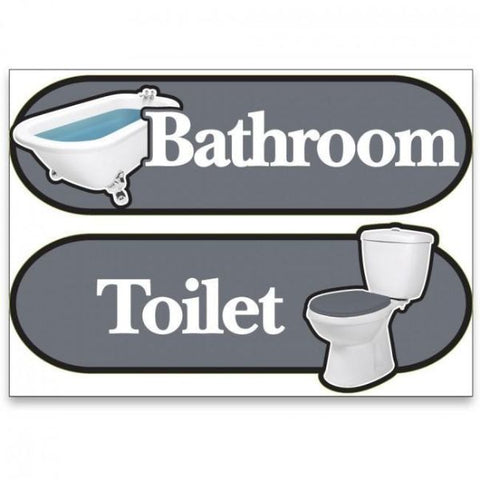 Bathroom and Toilet Orientation Stickers Gey