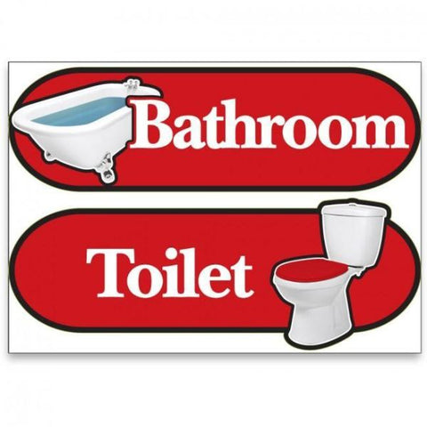 Bathroom and Toilet Orientation Stickers Red