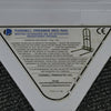 Image of Bed Assist Rail with Floor Support Frame close up of product label and safety instructions on base plate