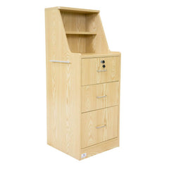 Beech Woodgrain Bedside Locker with Lockable Drawer and Hutch