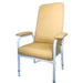Beige High Back Day Chair with Adjustable Seat Height and Depth front angled view with padded arm