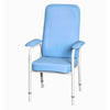 Image of Blue High Back Day Chair with Adjustable Seat Height and Depth front view blue upholstered chair with armrests