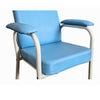 Image of Blue High Back Day Chair with Adjustable Seat Height and Depth front view with padded armrests and blue upholstery