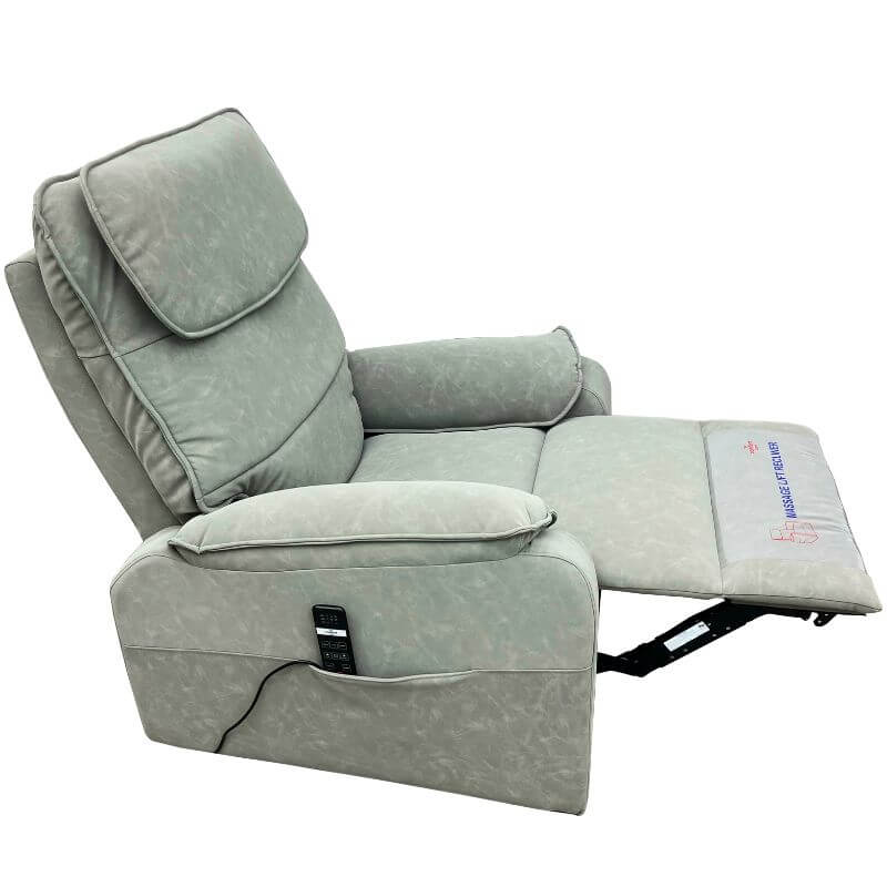 ComfortCare Zen Massage Recliner for Seniors Grey Leg Extented