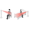 Image of Cura1 iBeam Wireless Curtain Motion Sensor Alarm | Elderly Safety Beam safety beam coverage shown across bed and chair exit area