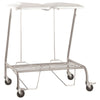 Image of Double Linen Skip with Foot Operated Lids and Castors stainless steel frame with twin white lids and four swivel castor wheels